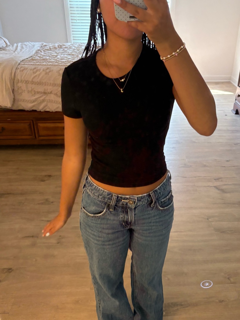 American Eagle Outfitters Black Short Sleeve Crop Top